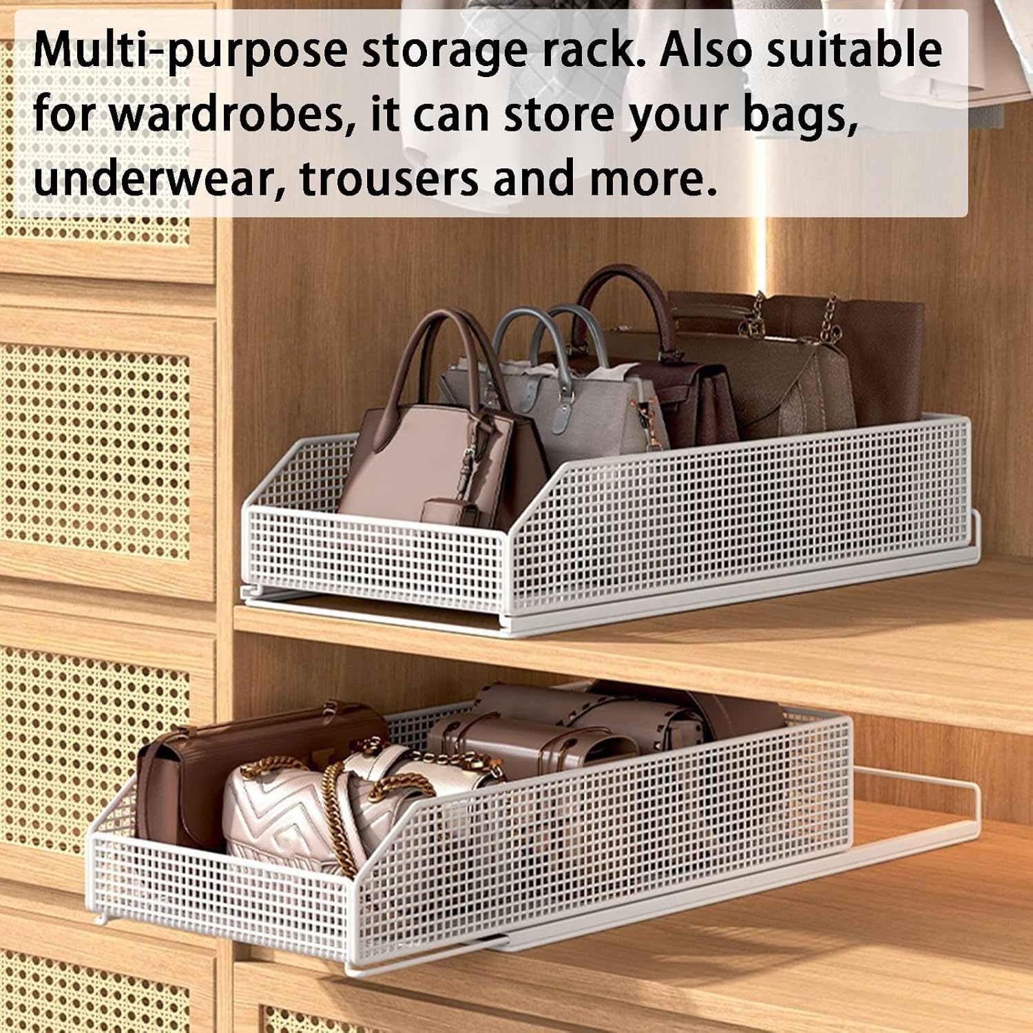 Pull-Out Kitchen Organizer - Adjustable Multi-Size Cabinet Storage Solution for Bathroom & Wardrobe, 15-35cm Width, 14cm Height, Maximize Space & Efficiency