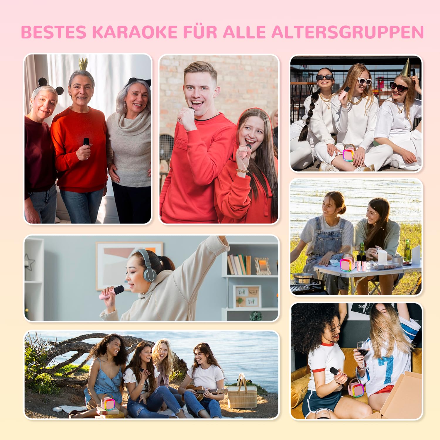Karaoke Maschine Kinder mit 2 Karaoke Mikrofon Kinder: [Neueste] Mini Karaoke Maschine - Karaoke Anlage mit 2 Mikrofonen -Musikinstrumentzubehör Box - Geschenke für Mädchen Kinder Spielzeug 3-12 Jahre