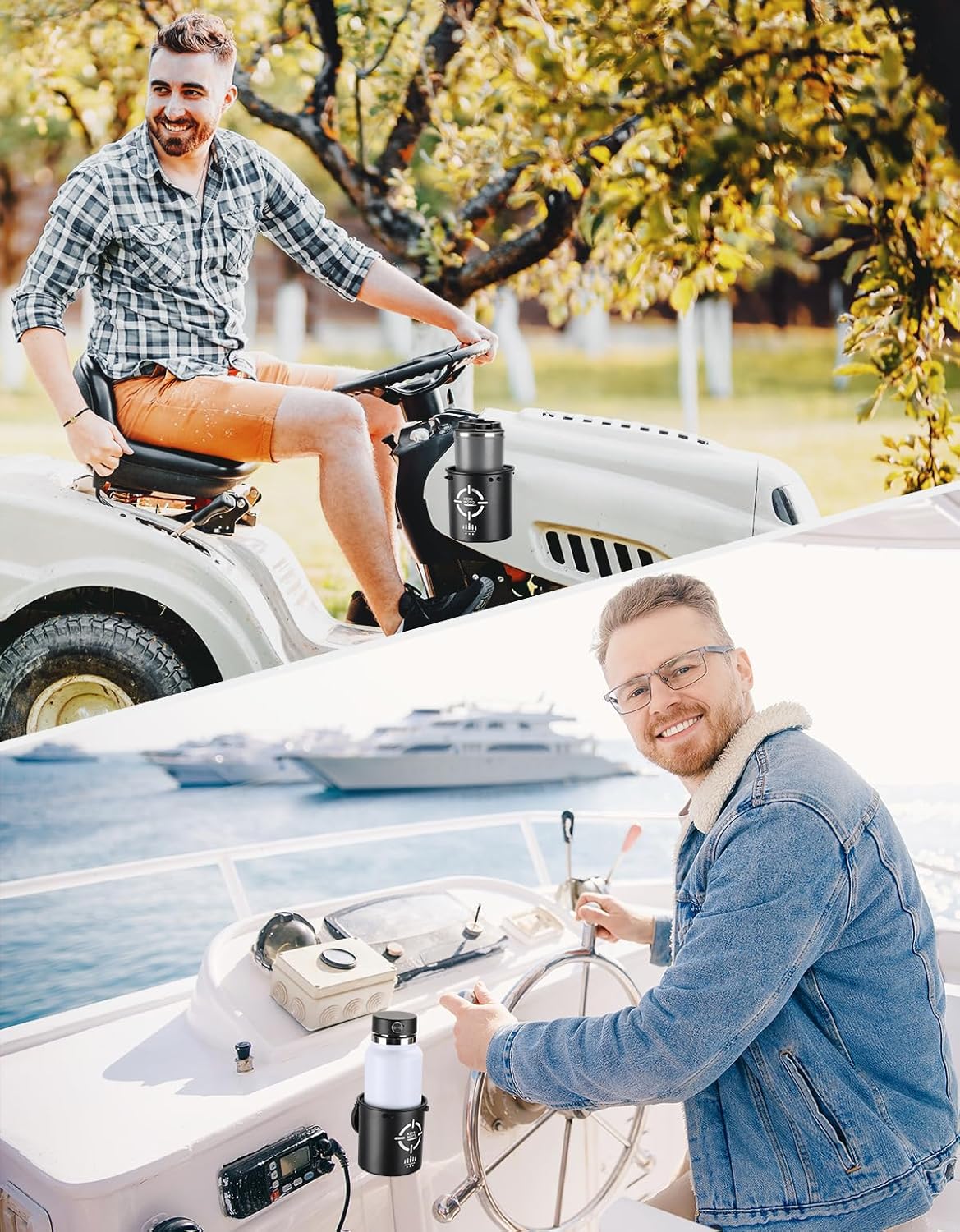 KEMIMOTO Magnetic Cup Holder, Magnetic Drink Holder for All Kinds of Cups and Bottles with a Diameter of 2.67"-3.85", Magnet Bottle Holder for Tractor Mower Truck School Bus Treadmill, Metal Surface