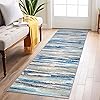 Lansny Abstract Runner Rug 2x6, Blue Washable Hallway Runner Rug Non-Slip, Soft Printed Kitchen Runner, Thin Faux Wool Runners for Hallways, Modern Floor Carpet for Entryway Bedroom Hall Indoor