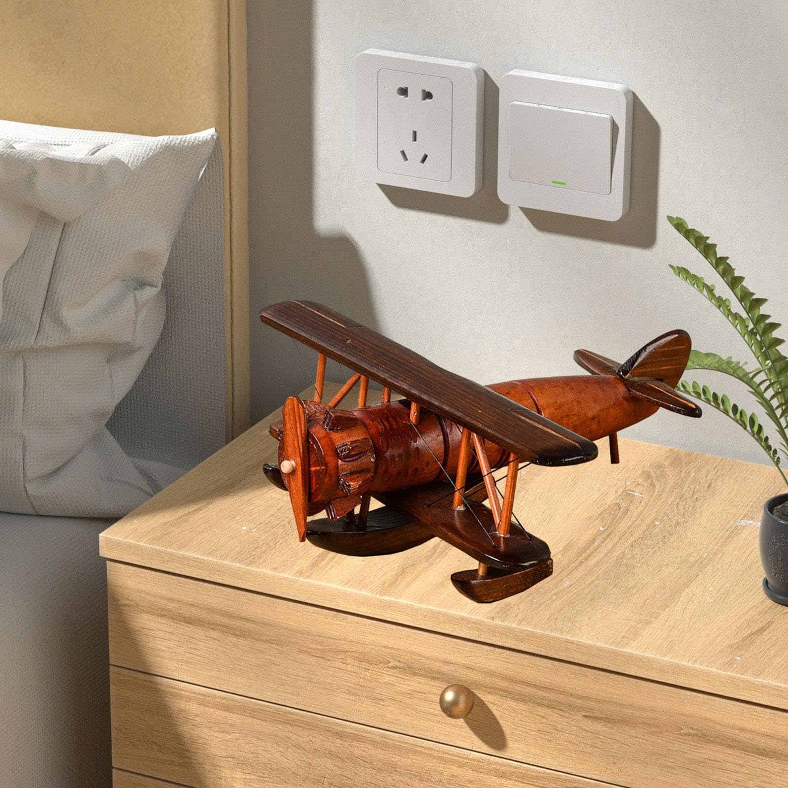 Maquette Avion En Bois KOMBIUDA – Triplane Fokker DII – Jouet éducatif 21x17 Cm – Décoration Bureau Et Maison