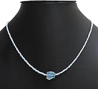 Vista 3 de Gempires - Collar de cuentas de piedras preciosas con piedra cruda, hipoalergénico, chapado en plata, de 18 pulgadas, elegante, hecho a mano, regalo