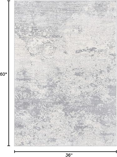 Miniatura 73 de SAFAVIEH Brentwood Collection - Alfombra de área de 9 x 12 pies, gris claro y azul, diseño abstracto moderno, no desprende pelusa y de fácil azul