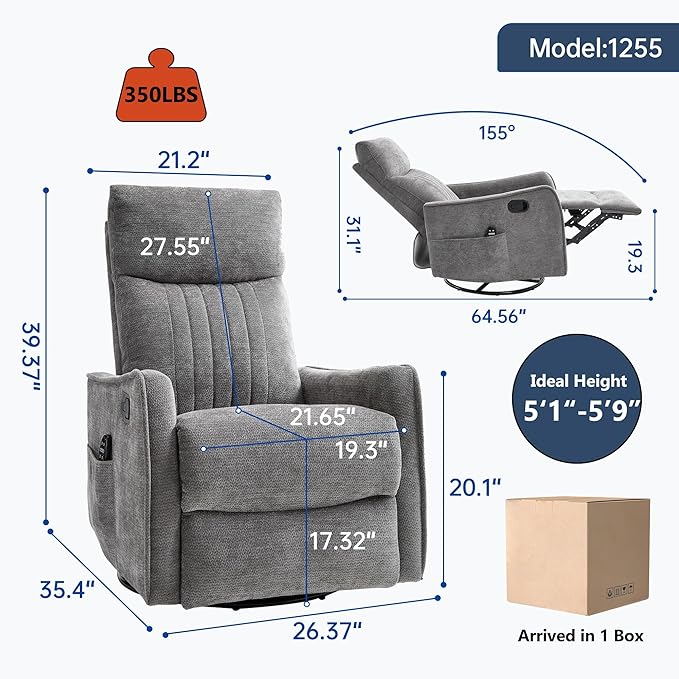 Sillón Reclinable Masaje con Calor Gris Oscuro miniatura 2