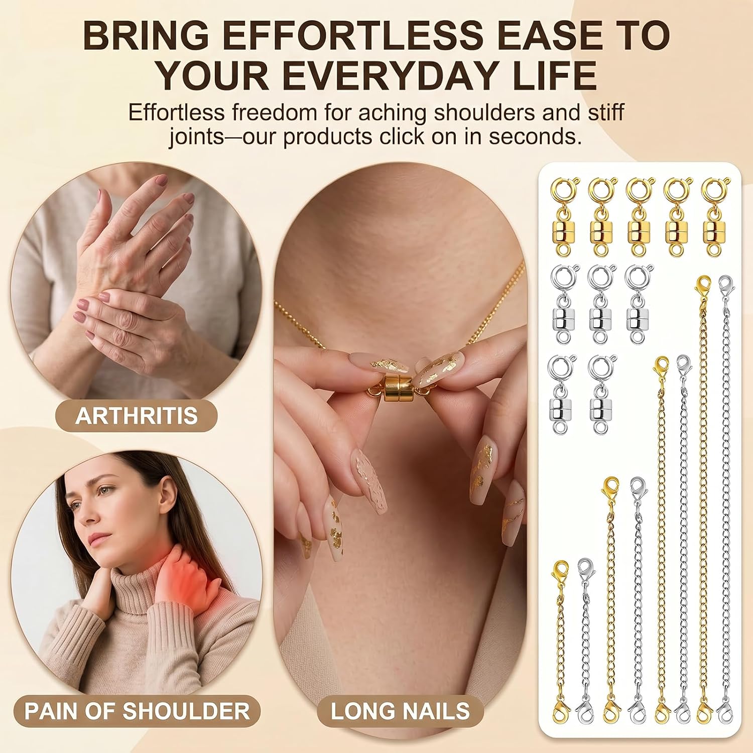20 Pack Necklace Extenders for Women, Magnetic Necklace Clasp with Lobster Clasp, Chain Extenders for Necklaces Bracelets Anklets Jewelry (20Pcs Gold & Silver)