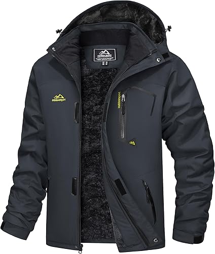 MAGCOMSEN - Chaqueta de invierno para hombre, impermeable, abrigada, con forro polar y múltiples bolsillos