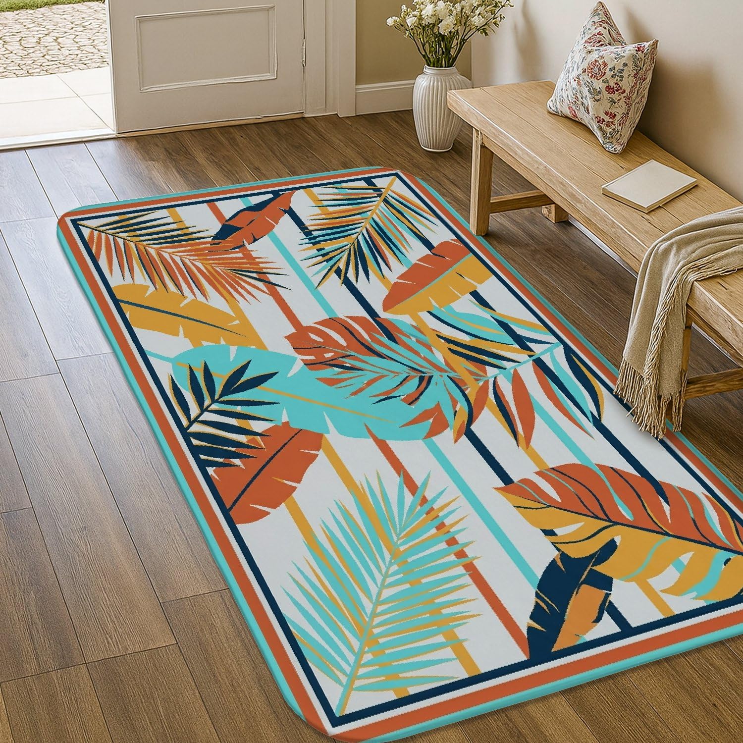 Tapis bleu sarcelle à poils ras facile à nettoyer 0,9x1,5m