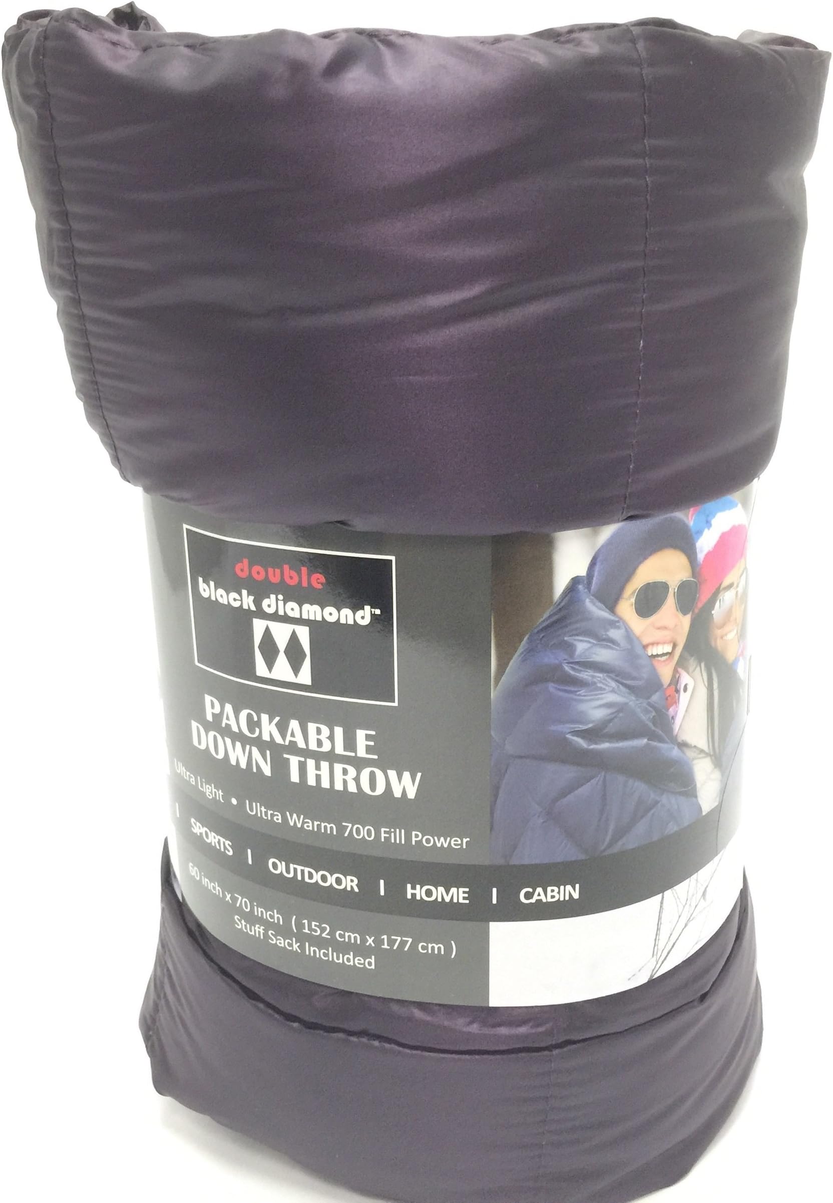 Double Black Diamond Packable Down Throw - Ultra Light 60 Inch X 70 Inch, Stuff Sack Included (Purple)