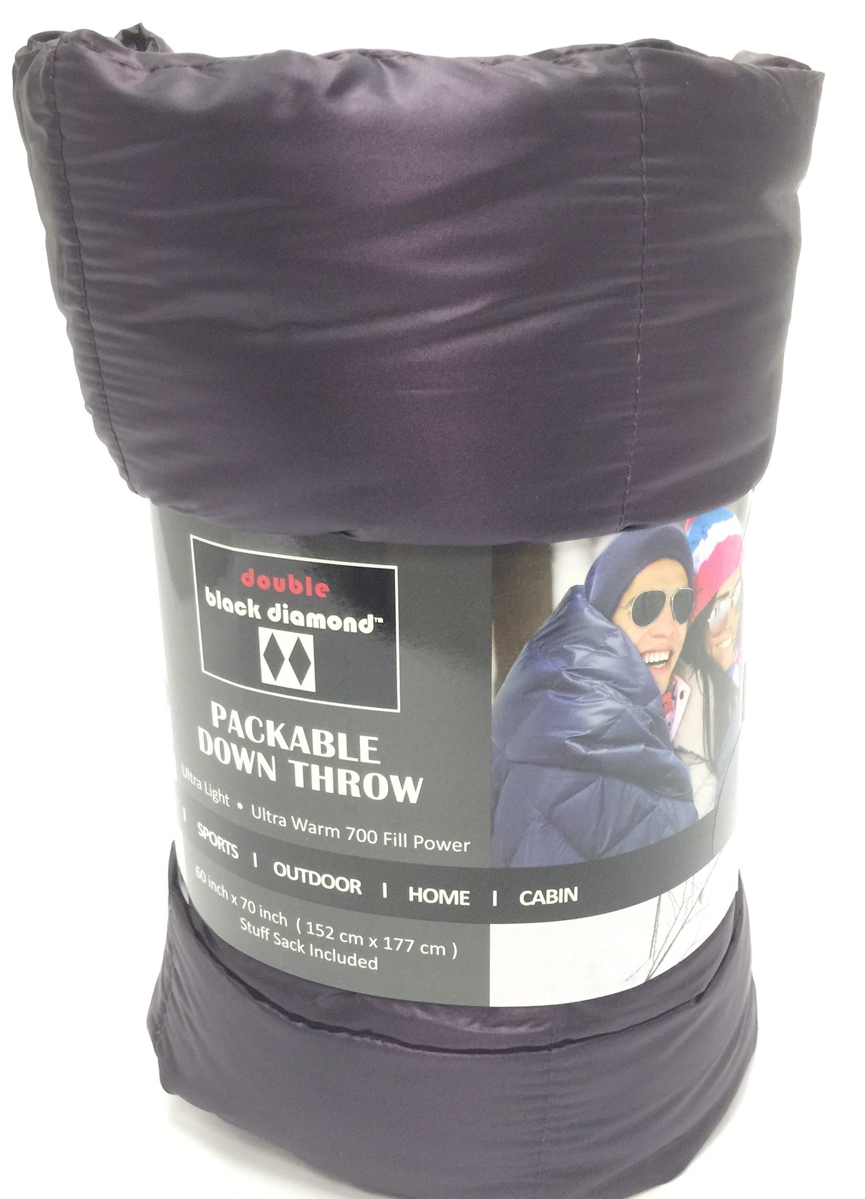 Double Black Diamond Packable Down Throw - Ultra Light 60 Inch X 70 Inch, Stuff Sack Included (Purple)