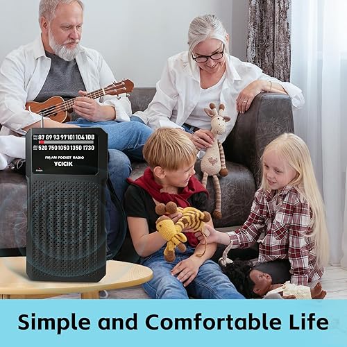 Miniatura 9 de Radios Am FM portátil, radio alimentada por batería con clip trasero, conector para auriculares, radio portátil con altavoz, pequeños regalos para