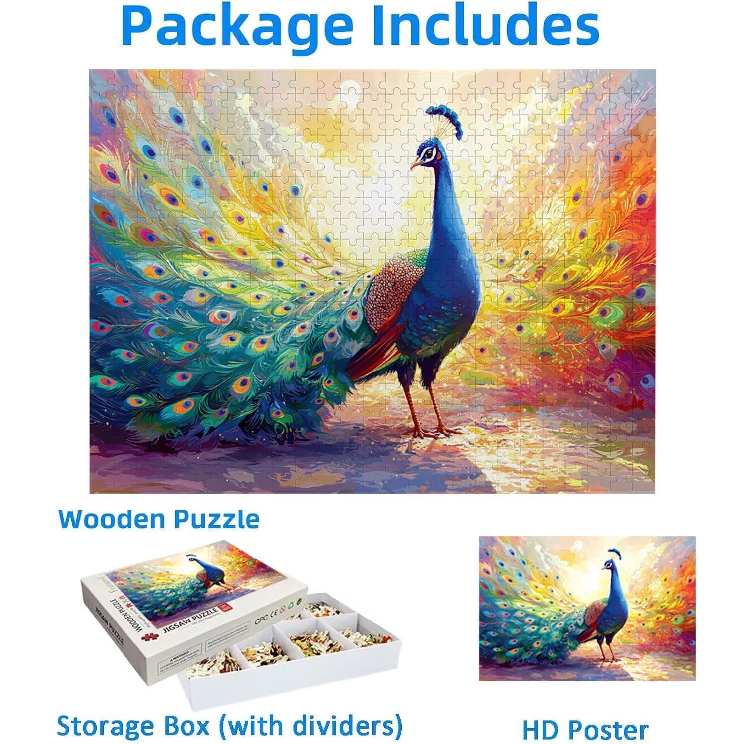 1500 Pezzi di Puzzle, pavone1500 Pezzi di Puzzle per Adulti, Regalo di Anniversario, Regalo di Natale, Decorazione Della Casa, Prevenzione Della Degenerazione Cerebrale Negli Anziani v-517