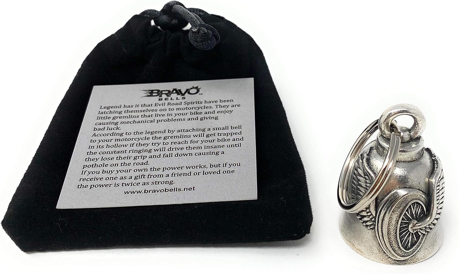 Bravo Bells Wing Wheel Motorcycle Biker Bell Accessory or Key Chain for Luck on The Road