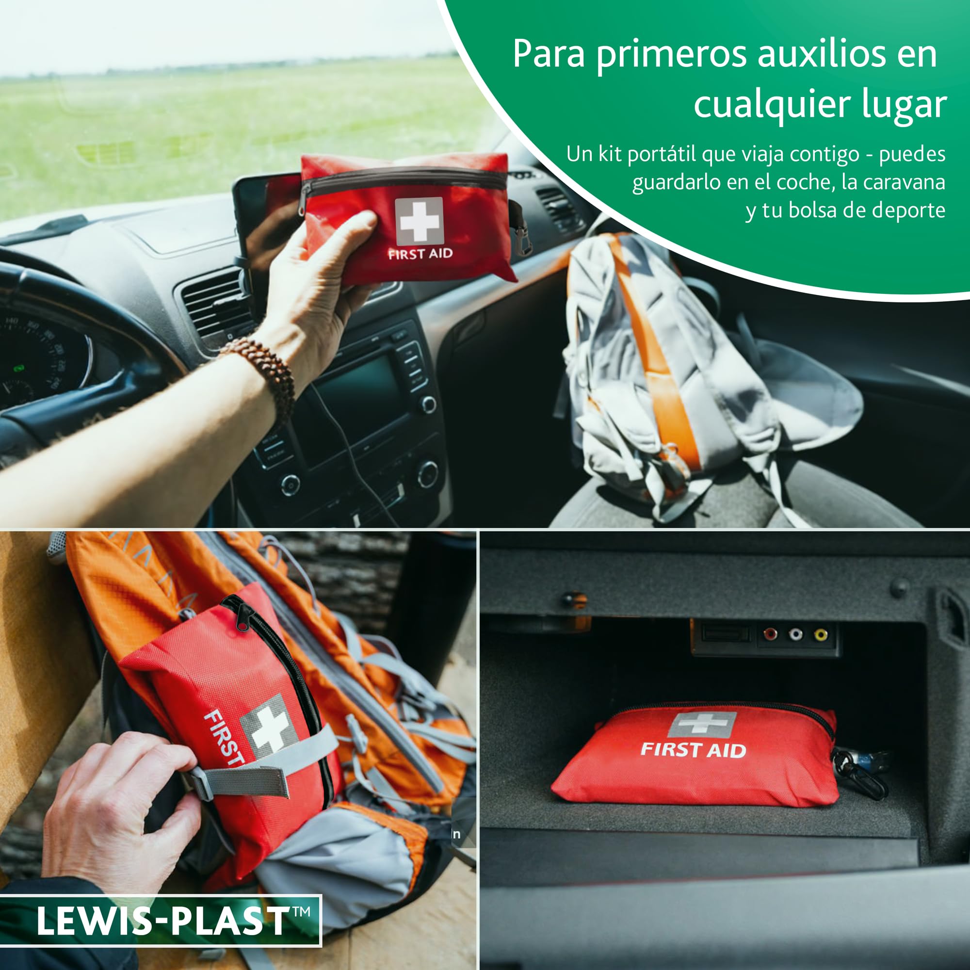 LEWIS PLAST Kit Completo de Primeros Auxilios 92 Piezas para Exterior