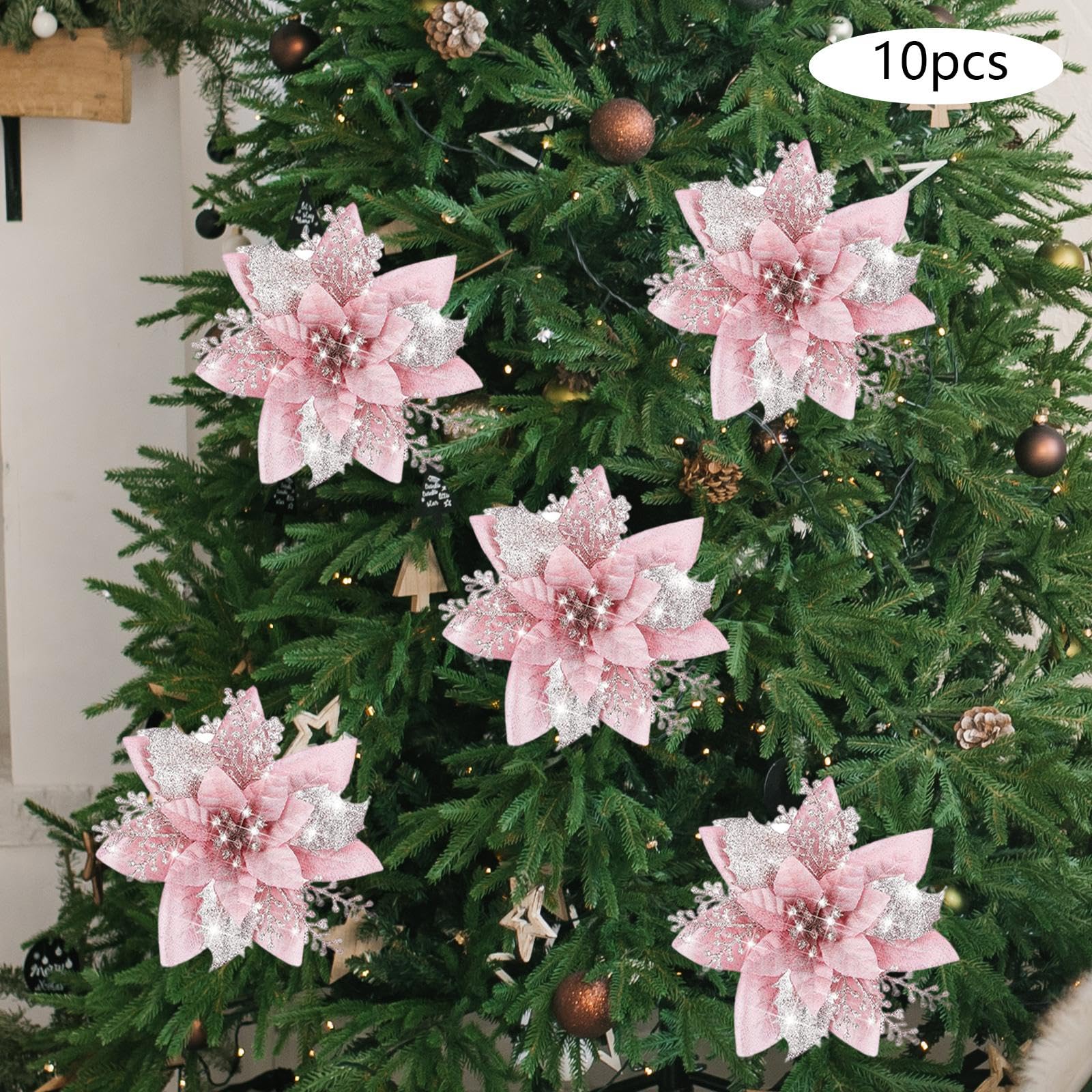 Amazon｜KLKCMS クリスマス ポインセチア グリッター