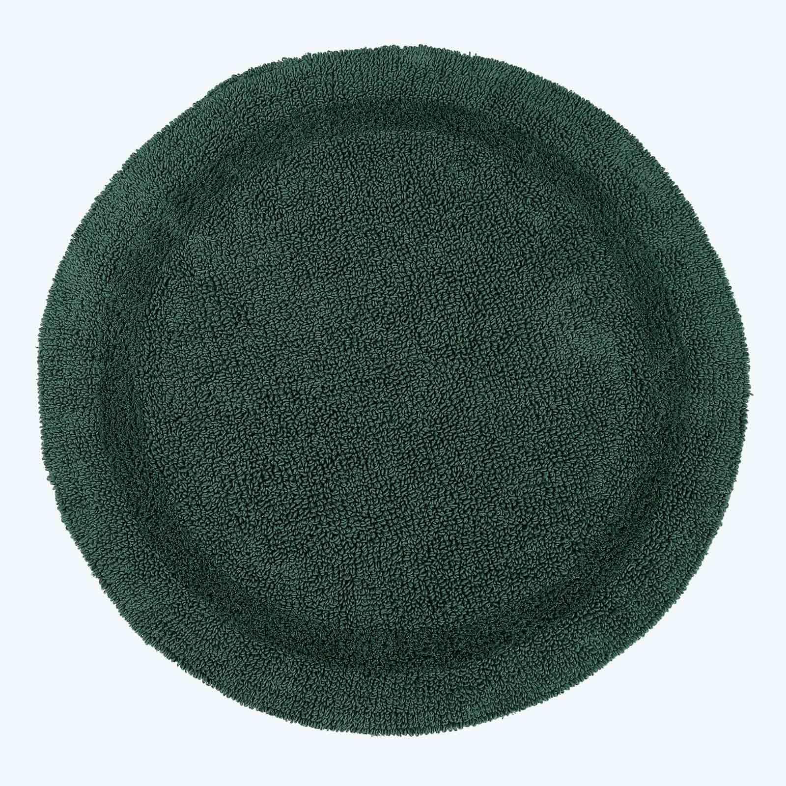 HOMESCAPES Round Bathroom Mat, Luxury 1600gsm Extra Soft 100% Cotton, Reversible Bath Mat Non-Slip, Washable, Super Absorbent, Quick-Dry, Forest Green Round Bathroom Rug, 80cm