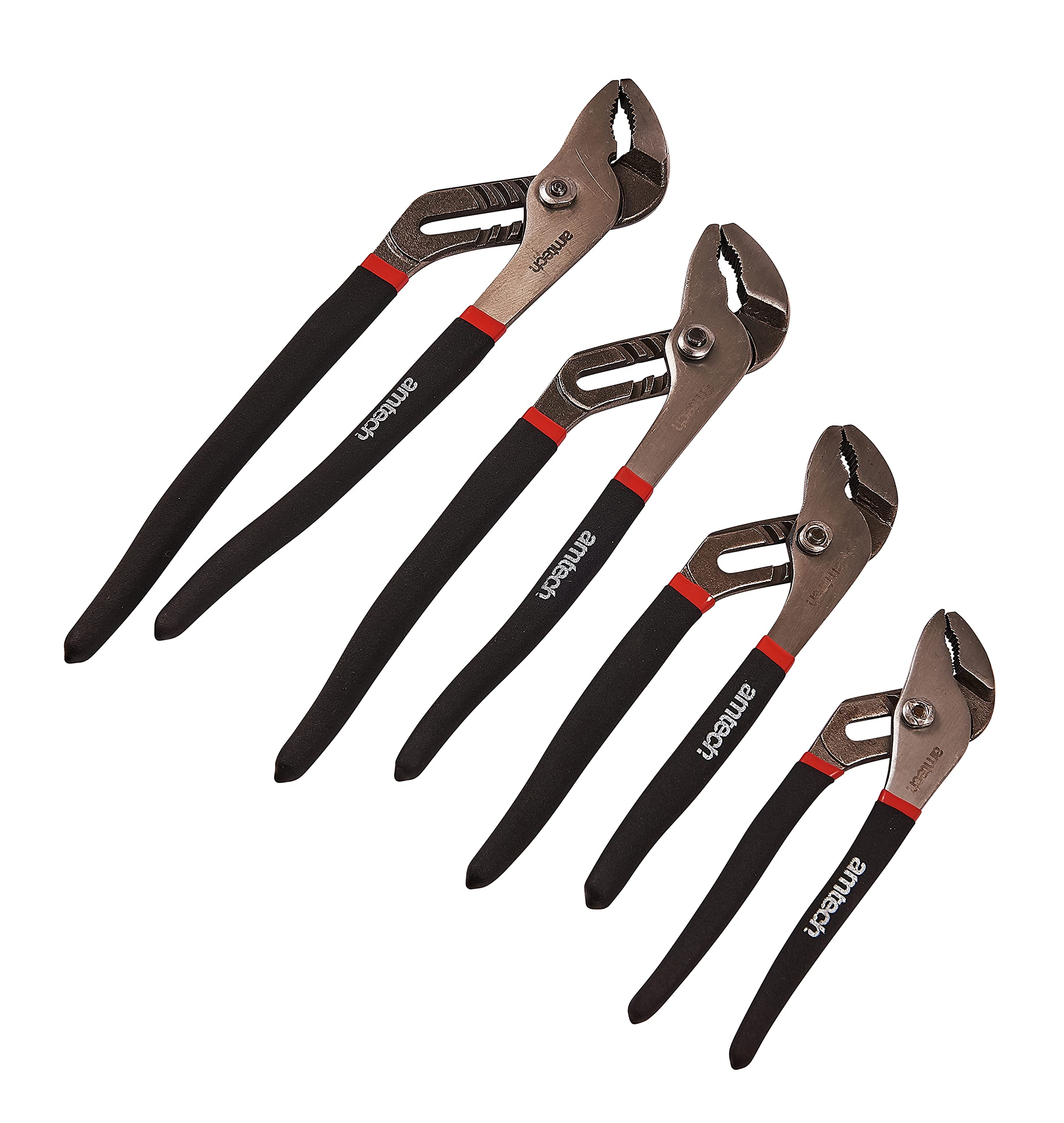 Amtech 4 Piece Water Pump Plier Set, Drop Forged Alloy Steel with Non-Slip Grips, Sizes 150 300 mm for Plumbing, Automotive & General DIY Applications