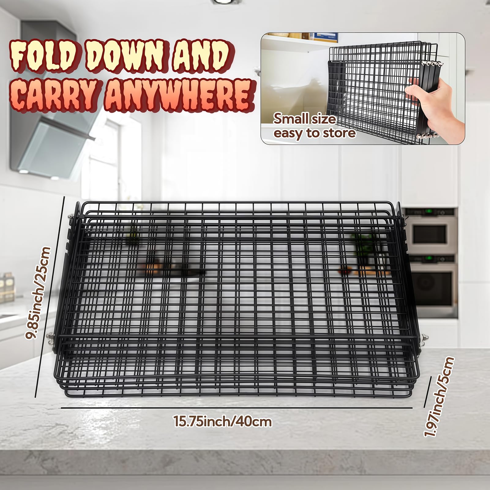Grille de refroidissement pliable avec design empilable réglable pour la cuisson, le rôti, le séchage et l'utilisation en extérieur