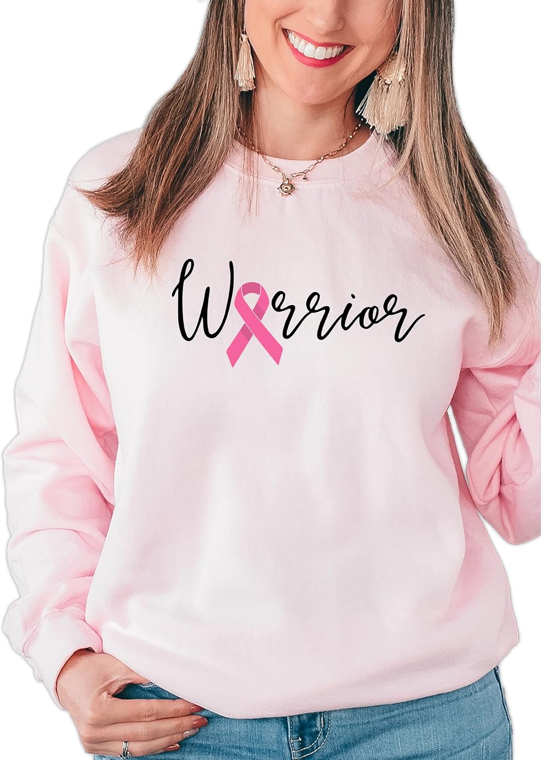 Custom Breast Cancer Support Squad Sweatshirt Her Fight is Our Fight Sweater Breast Cancer Sweatshirt Cancer Support Team Sweatshirt Family Breast Cancer Awareness Hoodie - Image 3