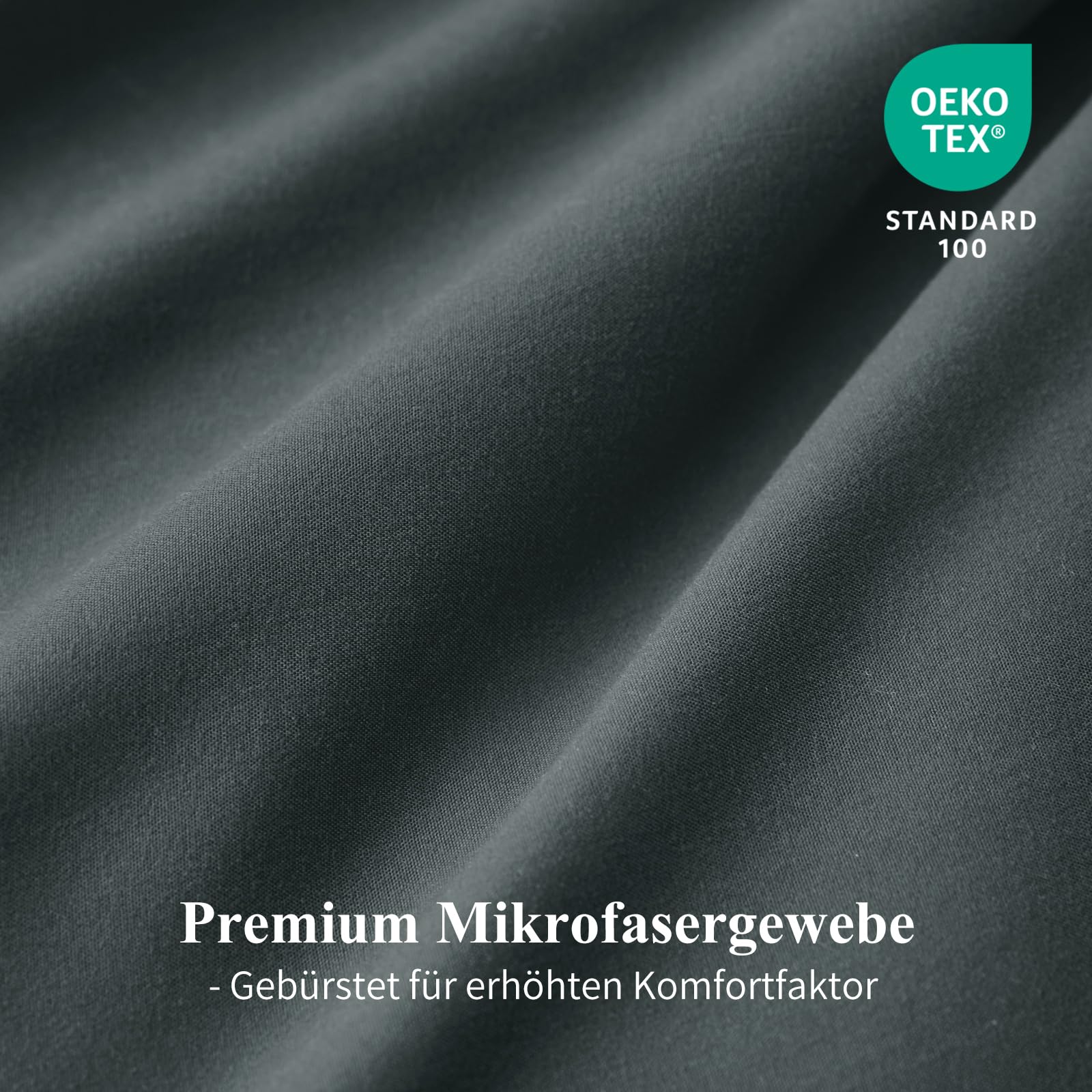 Aisbo Bettwäsche 135x200 4teilig Anthrazit Grau - Bettwäsche Sets 2 Bettbezüge 135x200 cm + 2 Kissenbezüge 80x80 cm, ÖKO-TEX Wendebettwäsche Weich Mikrofaser mit Reißverschluss