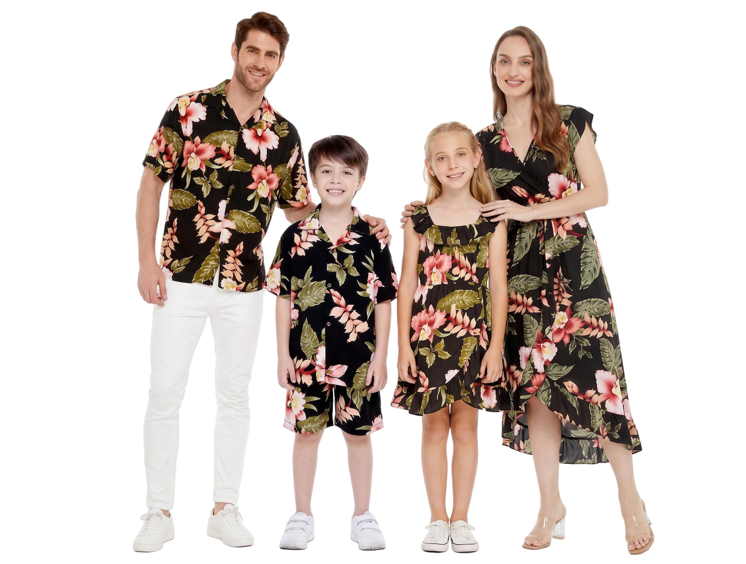 Family Matching Hawaiian Clothes, Black Rafelsia