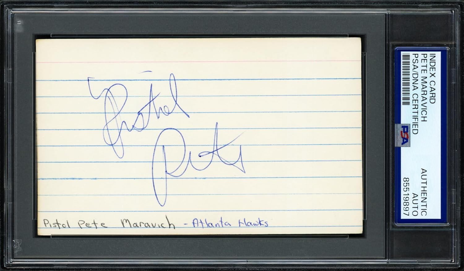 Pistol Pete Maravich Autographed 3x5 Index Basketball Card PSA/DNA #85519897