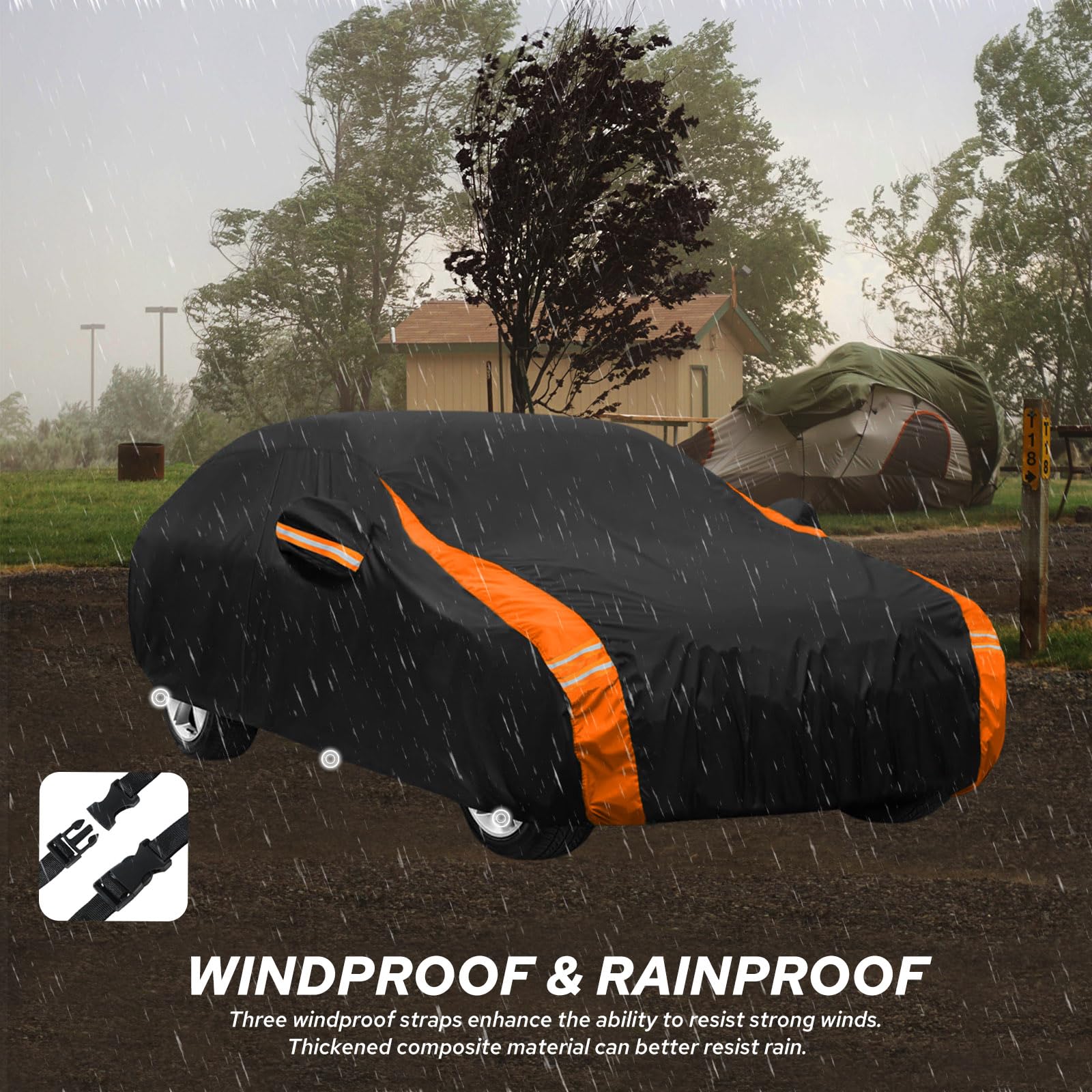 YoYolaur 10-Layer for Dodge Challenger Car Cover Waterproof All Weather for Automobiles Outdoor Full Exterior Covers Soft Cotton — view 3