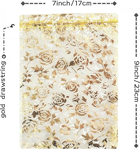 Miniatura 2 de QIANHAILIZZ Paquete de 100 bolsas de organza con cordón de 7 x 9 pulgadas, bolsa de regalo de joyería de organza con cordón para regalos de boda