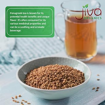 Jiva Organic Fenugreek Seeds 7 Ounce Non-GMO, Gluten Free, All Natural Fenugreek Spice Organic Fenugreek Seeds for Hair Growth, Cooking & Sprouting - Methi Seeds for Methi Dana Water - Raw & Natural, Product of India