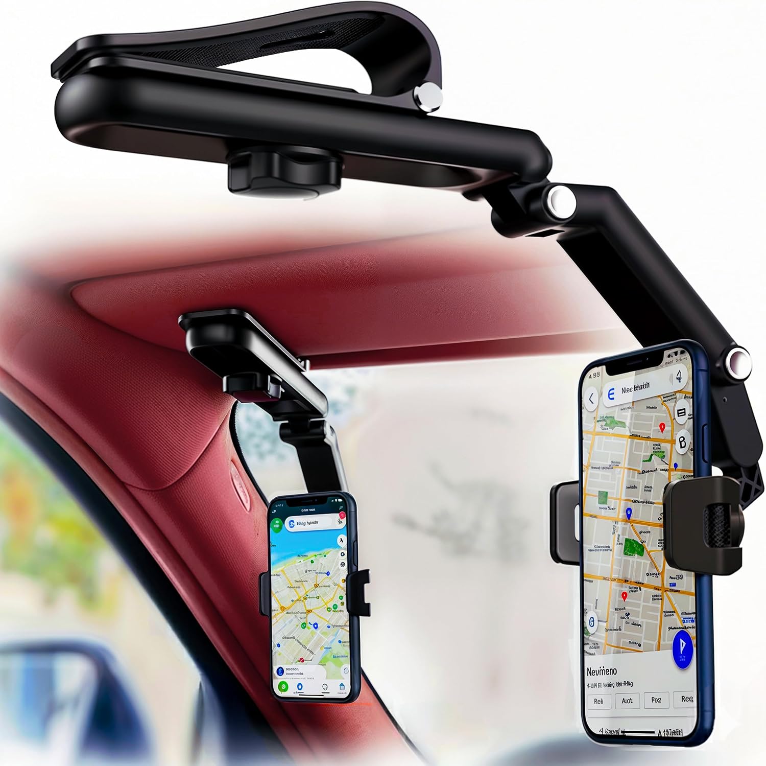 Sunvisor Phone Holder for Car | 360 Phone Holder Rotating Car Clip on Sun Visor Cellphone Holders | Universal 360 Dashboard Phone Holders | Auto Cell Phone Holder for Car Cellphone Automobile Cradles