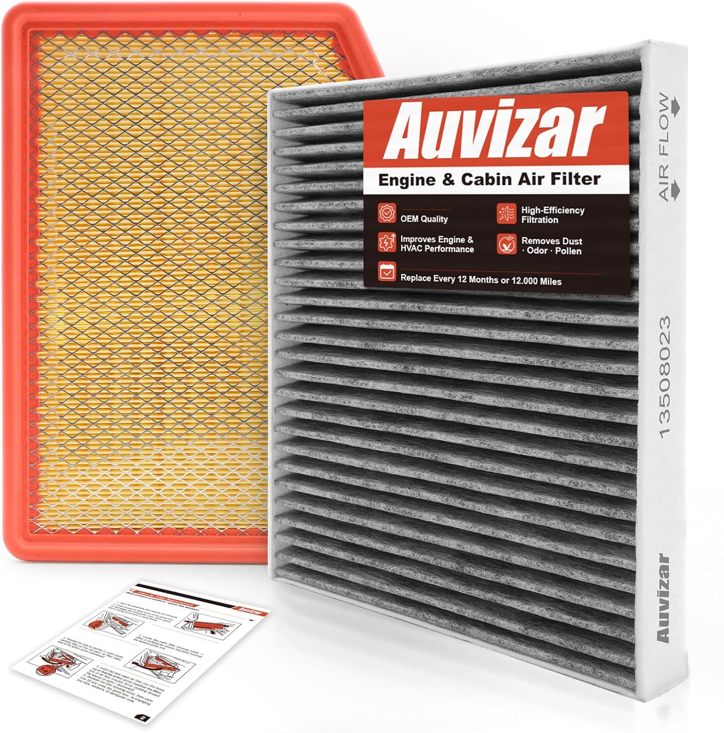 Engine & Cabin Air Filter Kit for Silverado/Sierra 1500/2500 Gas (2019-2025), Tahoe, Yukon, Suburban (2021-2025), Replace A3244C, 84121219, 13508023, 13356916, NOT for Diesel 6.6L