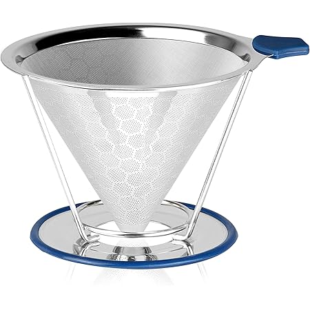 E Prance Metal Coffee Filter Stainless Steel Pour Over Coffee Filter Paperless And Permanent Reusable Coffee Cone Dripper With Separate Stand For 1 2 Cups Amazon Co Uk Kitchen Home