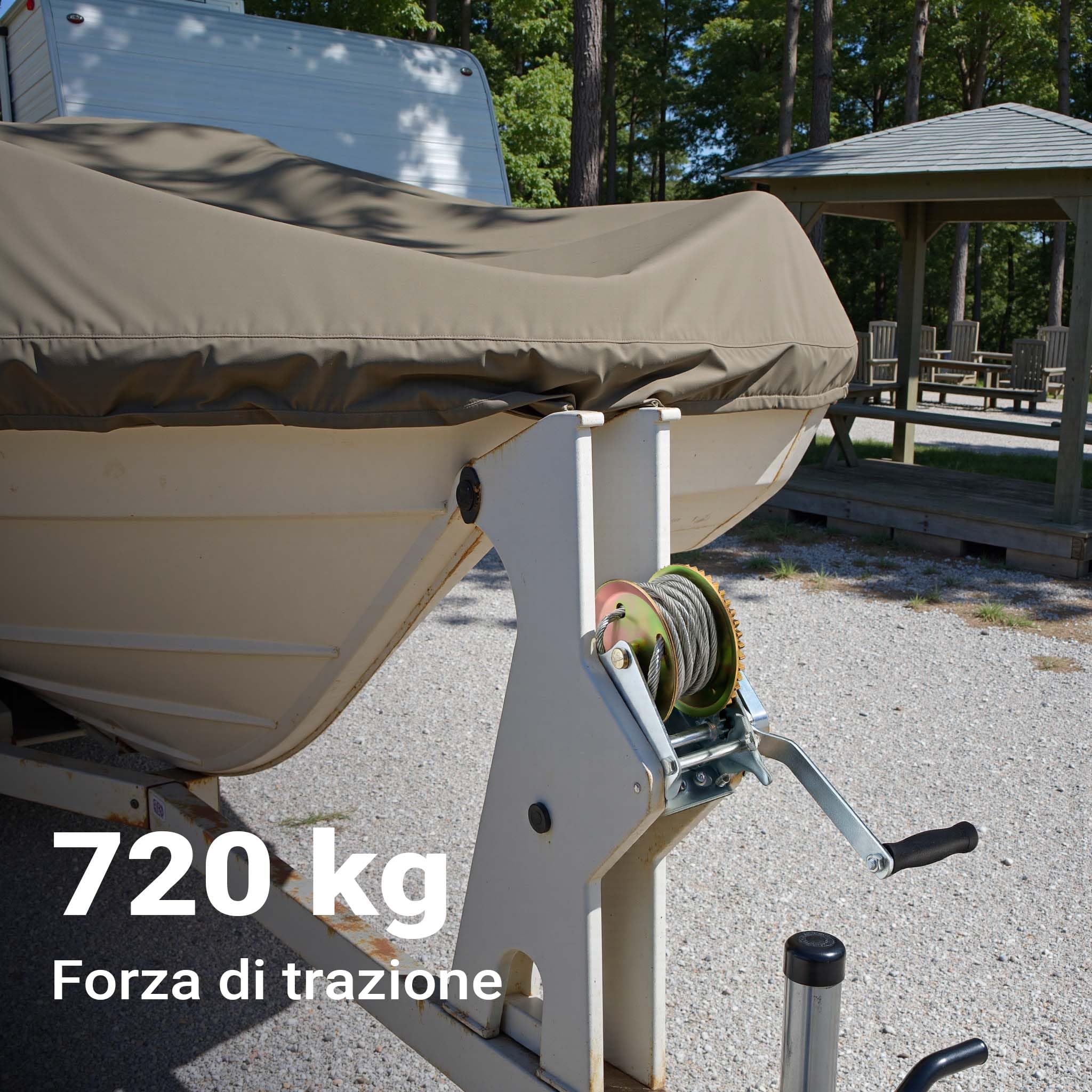 Verricello manuale per barche da 720 kg 10 m rapporto di trasmissione 4:1