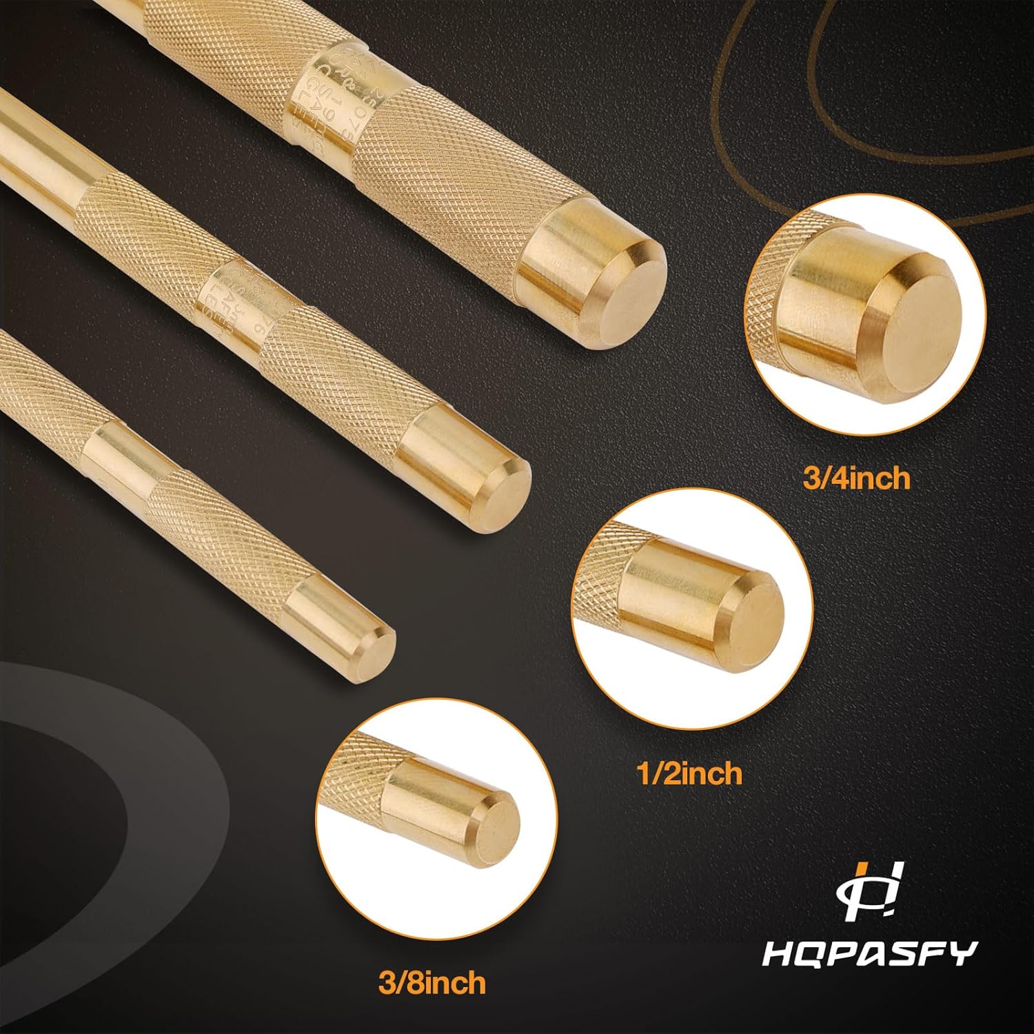 Brass Drift Punch Set, 3-Piece – 3/4"-19mm x 8", 1/2"-13mm x 7", 3/8"-10mm x 6", 25075 25076 25077 Brass Punches