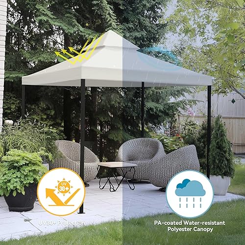 Miniatura 6 de Yescom Cubierta superior de repuesto para toldo UV30+ de 8 x 8 pies, color blanco para patio al aire libre, tienda de campaña Y0018T07