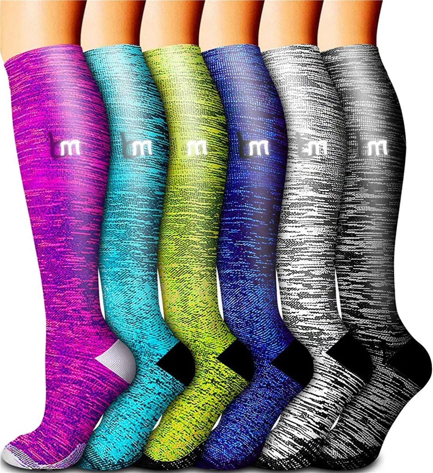 6 Paare/los Kompression Socken Bunte Tiere Wandern Basketball Fußball Krampfadern Druck Nylon Strümpfe Männer Frauen drop schiff(Presbyopia Yarn,S-M)