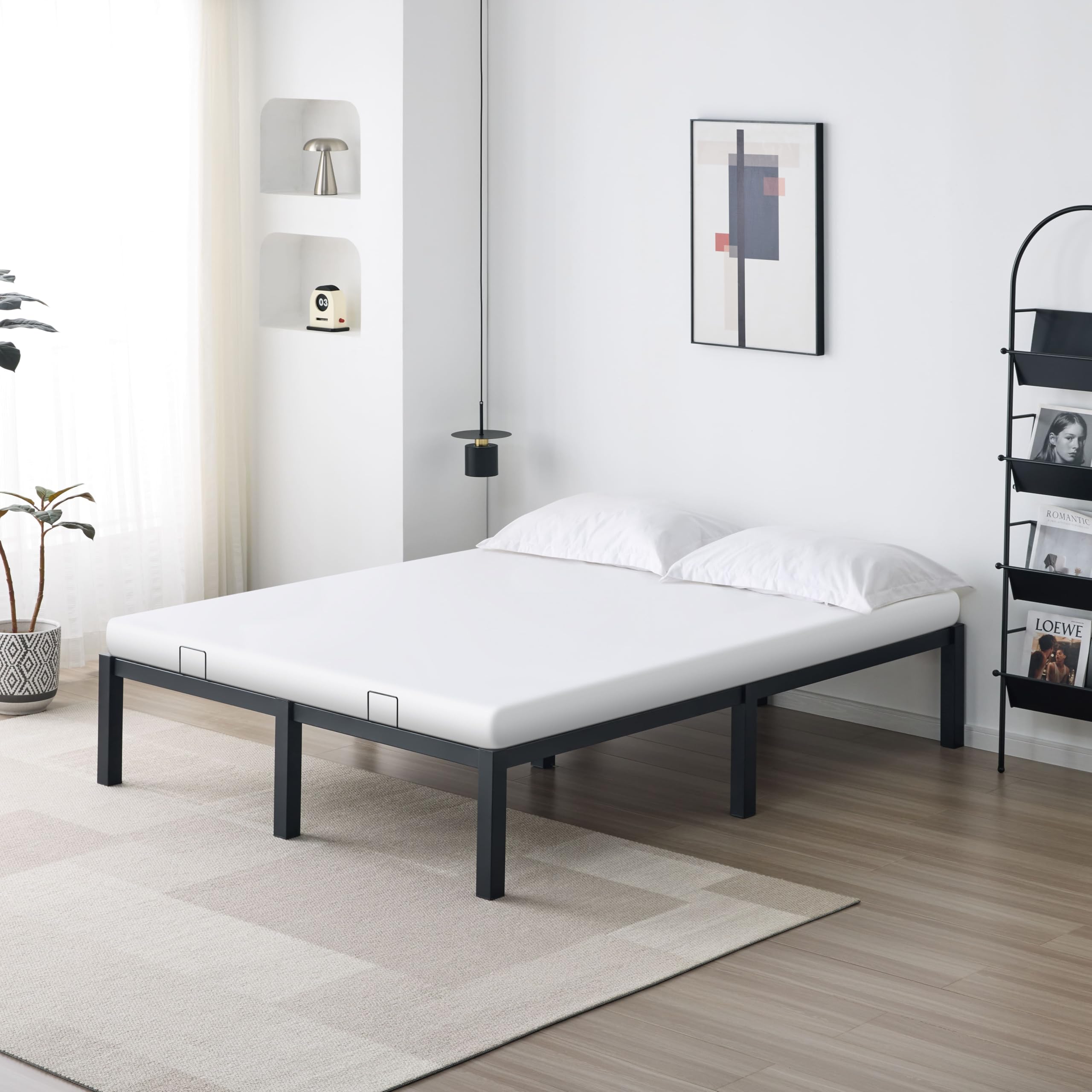 Nera Toolless 5ft Metal King Bed Frame (150x200cm) Under Bed Storage Space for Home Guest Room Bedroom (King)