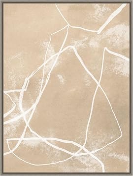 Amanti Art Framed Canvas Wall Art 42x32 Neutral Thread I by June Erica Vess, Framed Wall Art Canvas, Abstract Artwork, Country Rustic Decor, Oversize Poster Painting for Living Room, Bedroom,