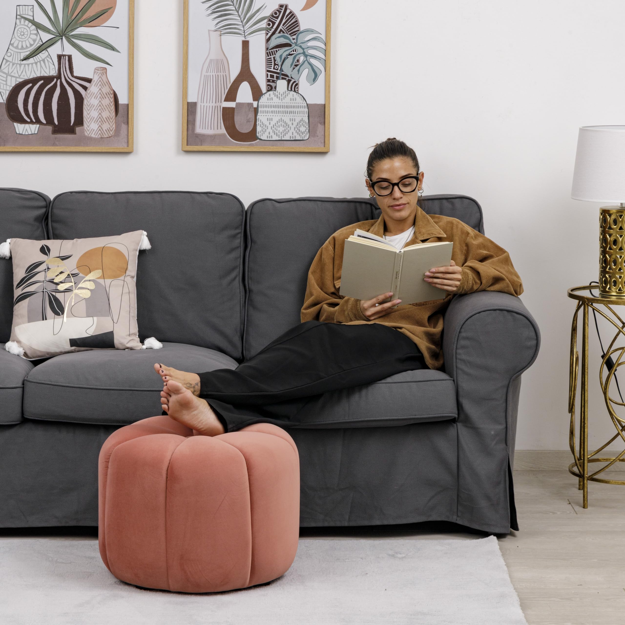 Pouf Floreale A Forma Di Fiore Blissful Diary | Poggiapiedi Con Imbottitura In Schiuma | Seduta Extra Per Soggiorno O Camera Da Letto