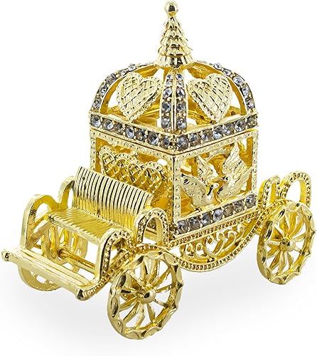 BestPysanky Figura de caja de baratija de entrenador de coronación real dorada