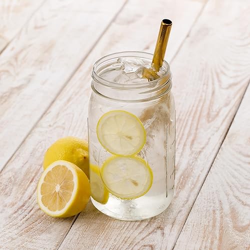 Miniatura 2 de Tazas de té Boba reutilizables de boca ancha, tazas de té de burbujas con tapas y pajitas doradas, tarros de vidrio (paquete de 2, frascos de 32