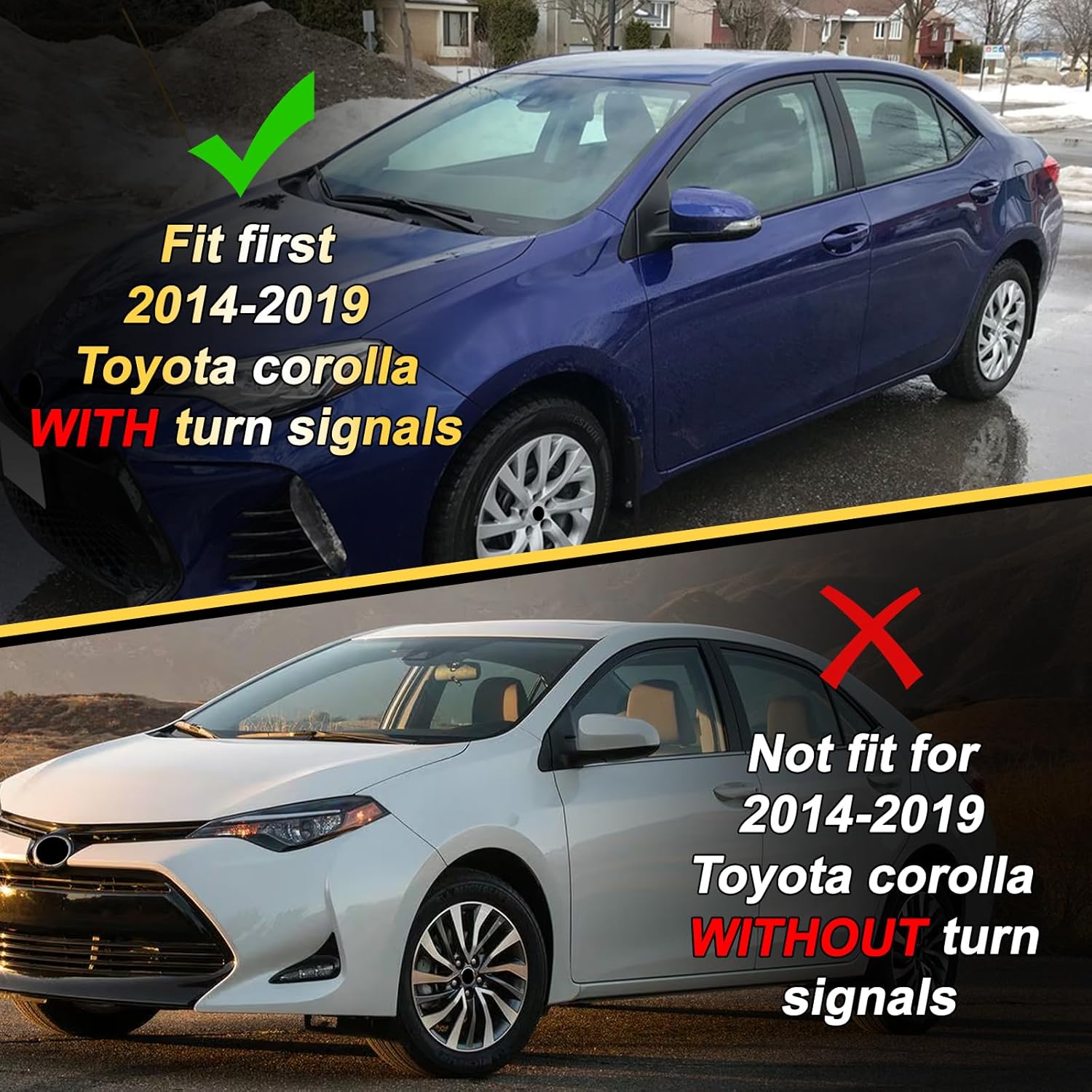 Left Driver Side Door Mirror Assembly Replace for 2014-2019 Toyota Corolla, with Turn Signal, Power Glass Adjustment, Heated Mirror Glass, Manual Folding (Left, 7 Pins)