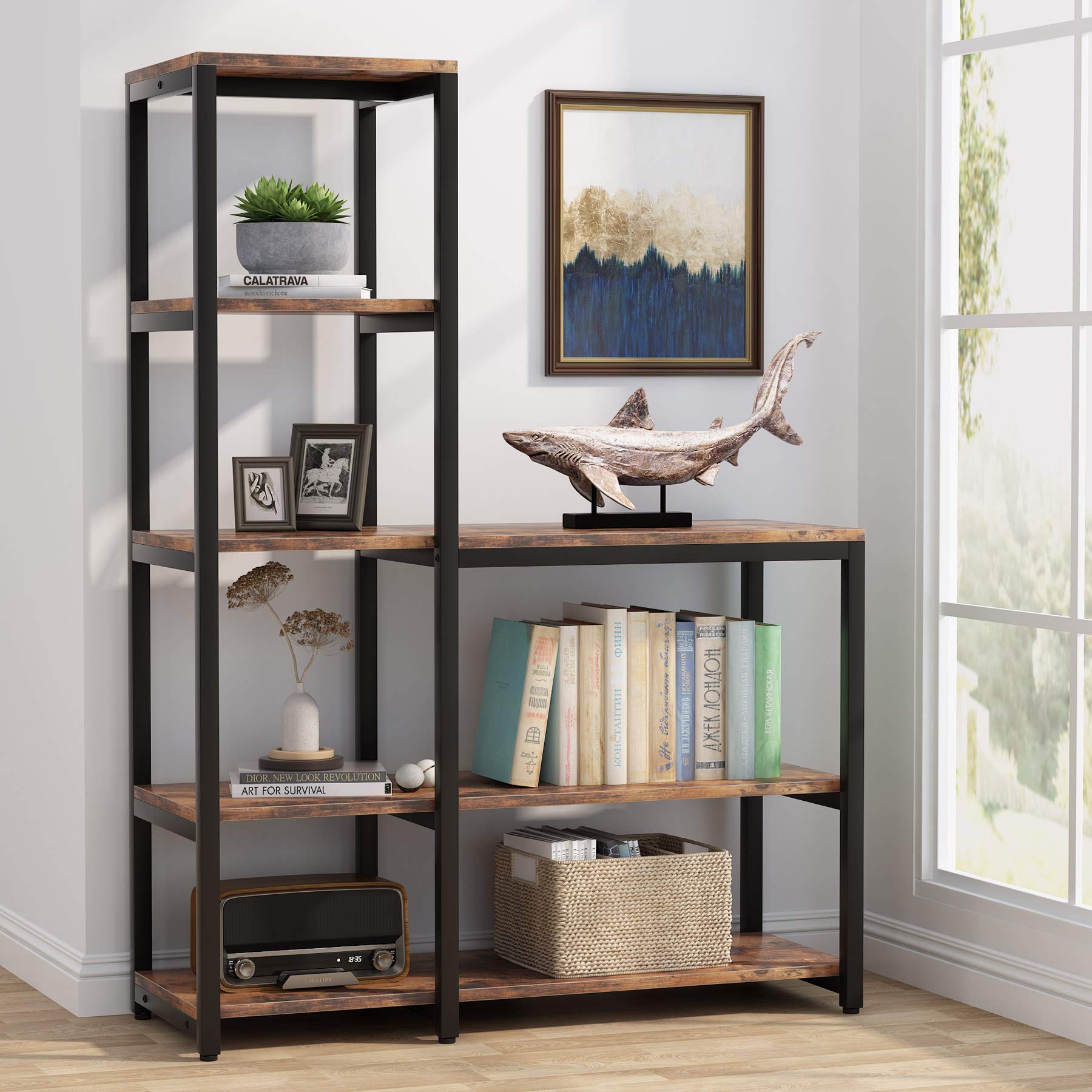 Buy Tribesigns 5Tier Bookshelf, Ladder Corner Bookshelves Etagere
