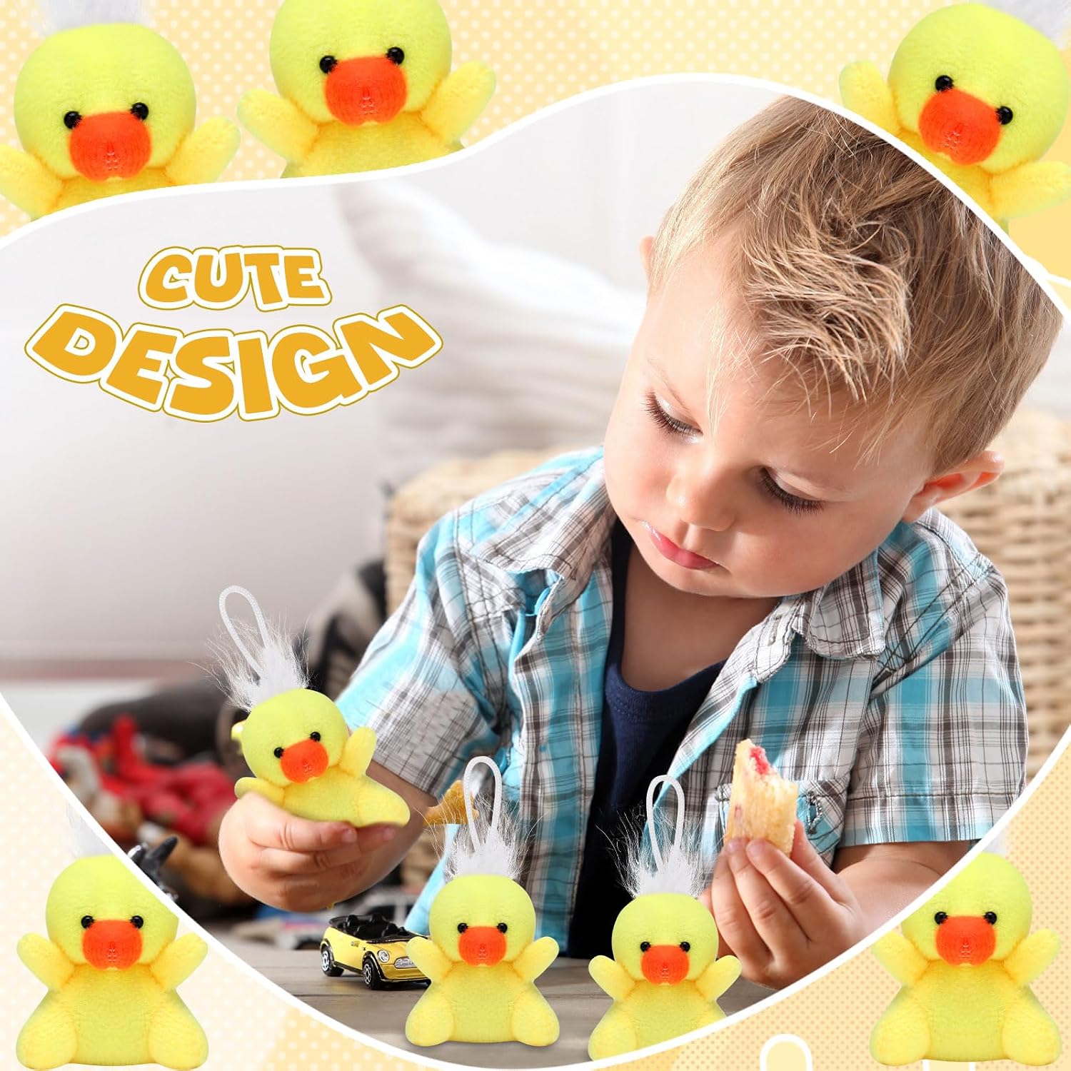 Shappy 50 Pcs Mini Animal Plush Toys Small Stuffed Animals Bulk Cute Tiny Plushies Keychains for Gift Carnival Party Prize (Duck)