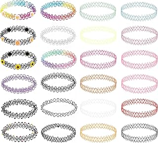 24PC Tattoo Choker Necklace - 90s Choker Necklaces Y2K Fashion Trendy Vi...