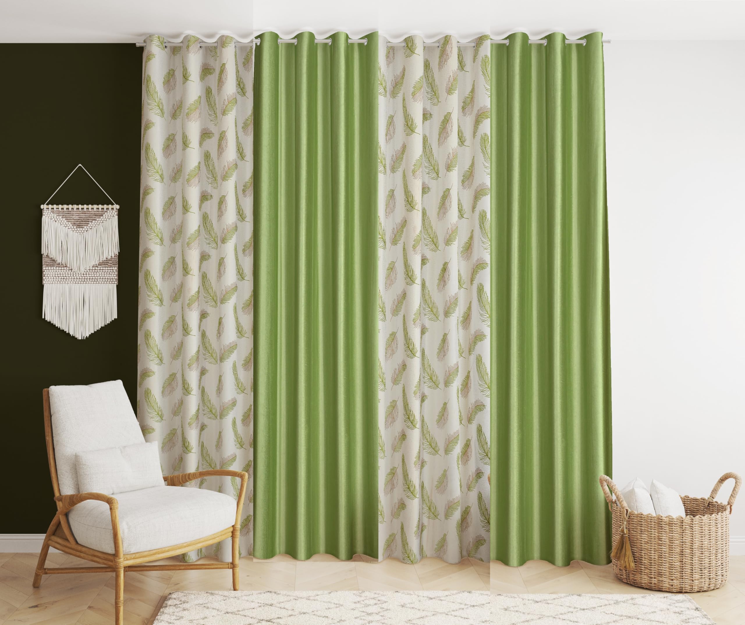 Grey Sheer Curtains - 4 Panels, Printed & Solid -11