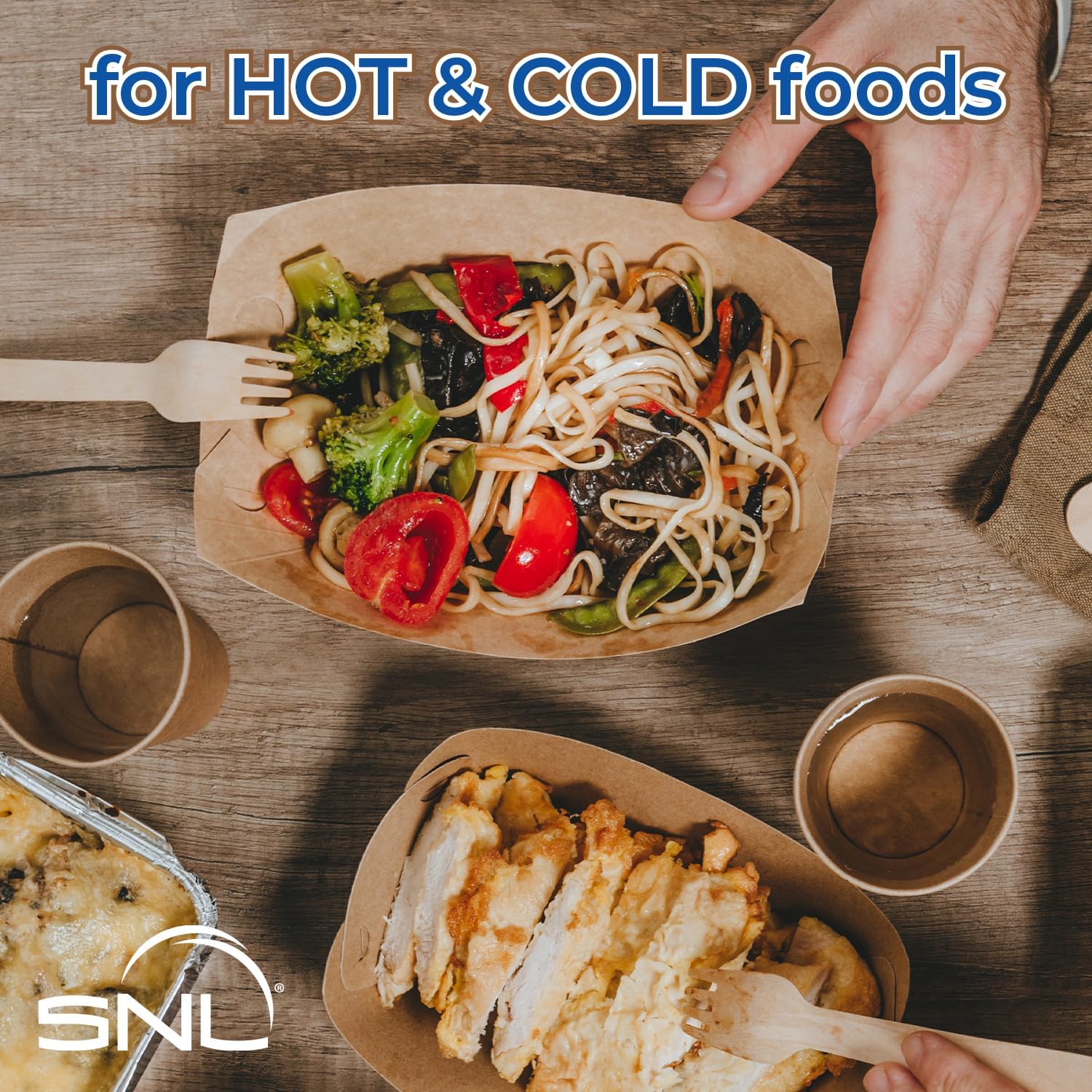 SNL - 3lb - 250 Pack of Eco-Friendly Kraft Paper Disposable Food Trays, Recyclable, Durable, Made in USA, Great for Nachos, Fries, Hot Corn Dogs, Ice Cream and More.