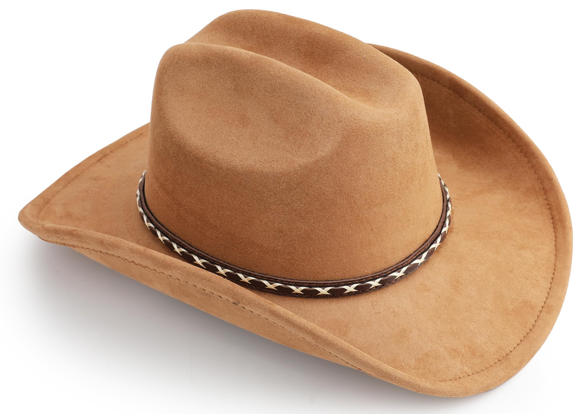 BESOOGII Sombrero de vaquero occidental para mujeres y hombres, unisex, de ala ancha, de fieltro para vaqueros y vaqueras