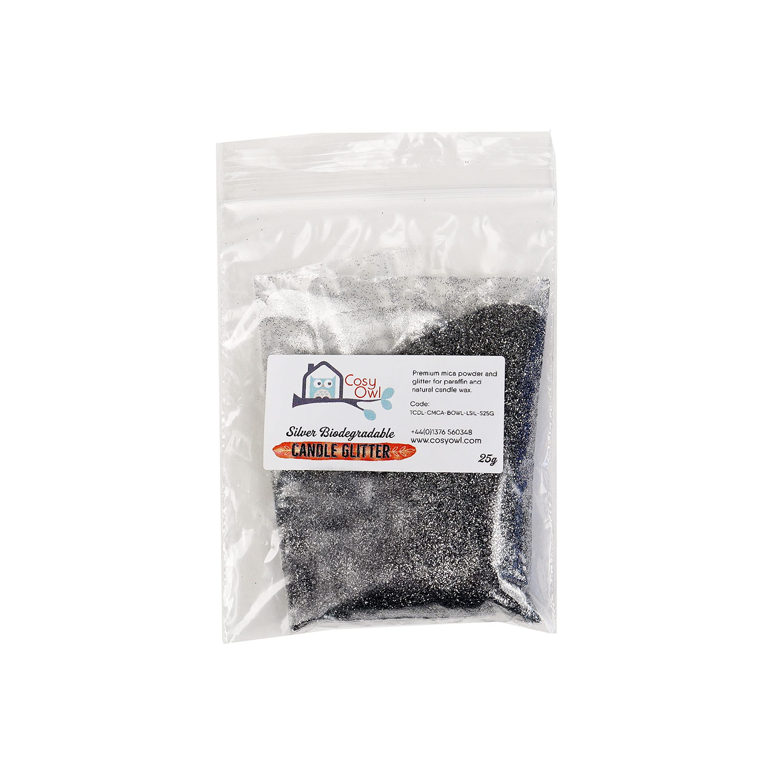 Cosy Owl Biodegradable Glitter 25g - for Candle/Wax Melt Making - (Silver)