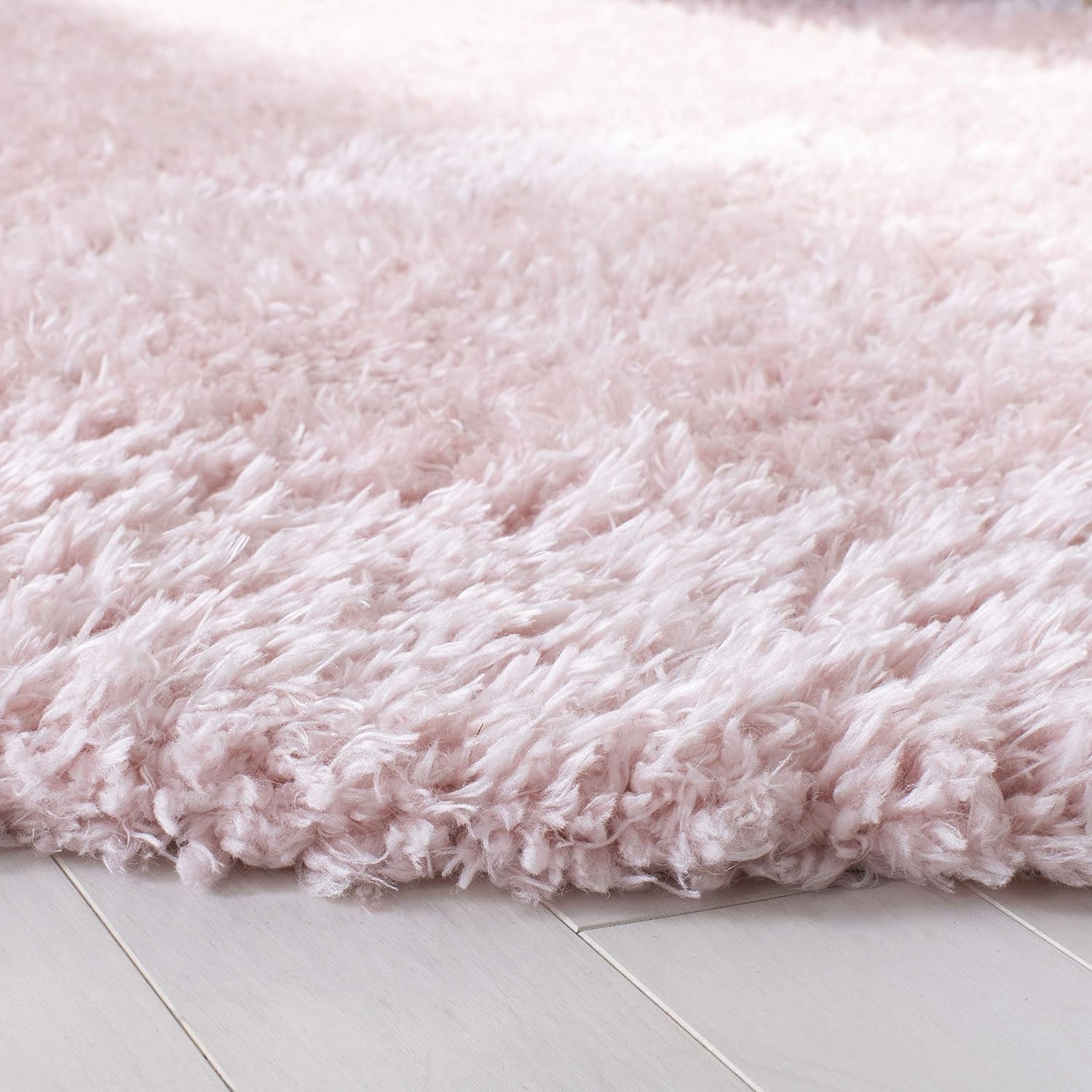 SAFAVIEH Madrid Shag Collection Area Rug - 6'7" Round, Blush, Solid Design, Non-Shedding & Easy Care, 1.6-inch Thick Ideal for High Traffic Areas in Living Room, Bedroom (MDG256U)