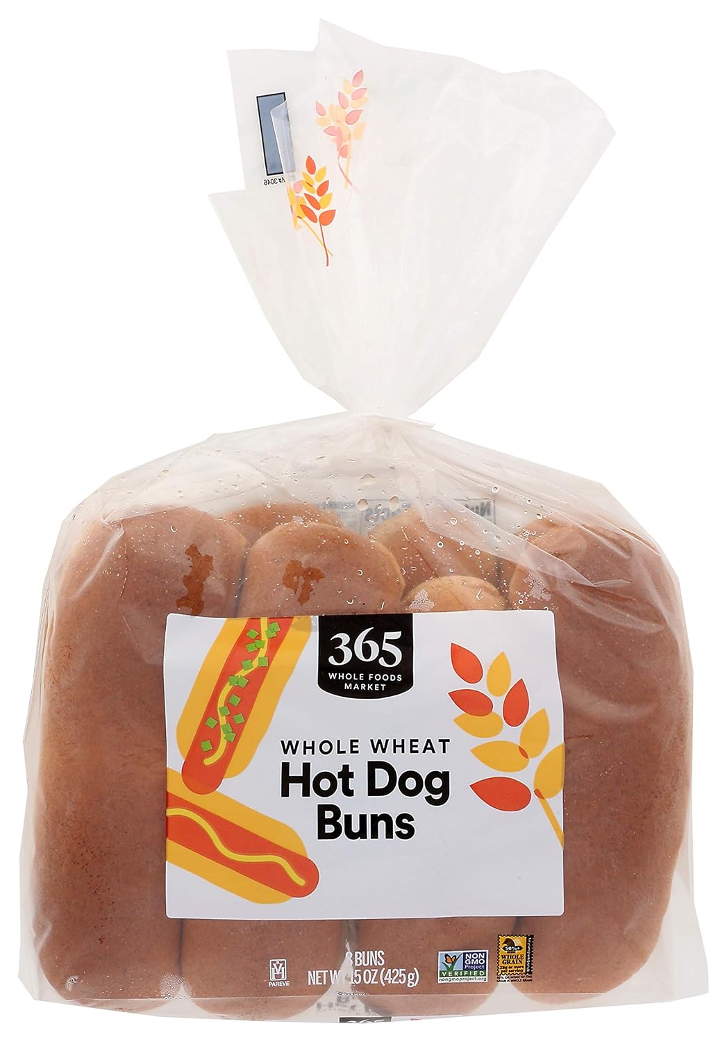 365 by Whole Foods Market, Buns Hot Dog Whole Wheat 8 Count, 15 Ounce